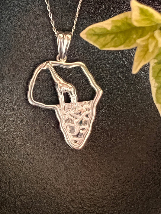 Unisex Sterling Silver Giraffe Necklace