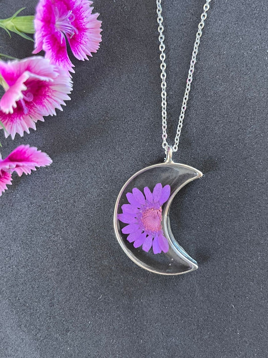 Fynbos and Leaf Moon Shape Resin Jewellery