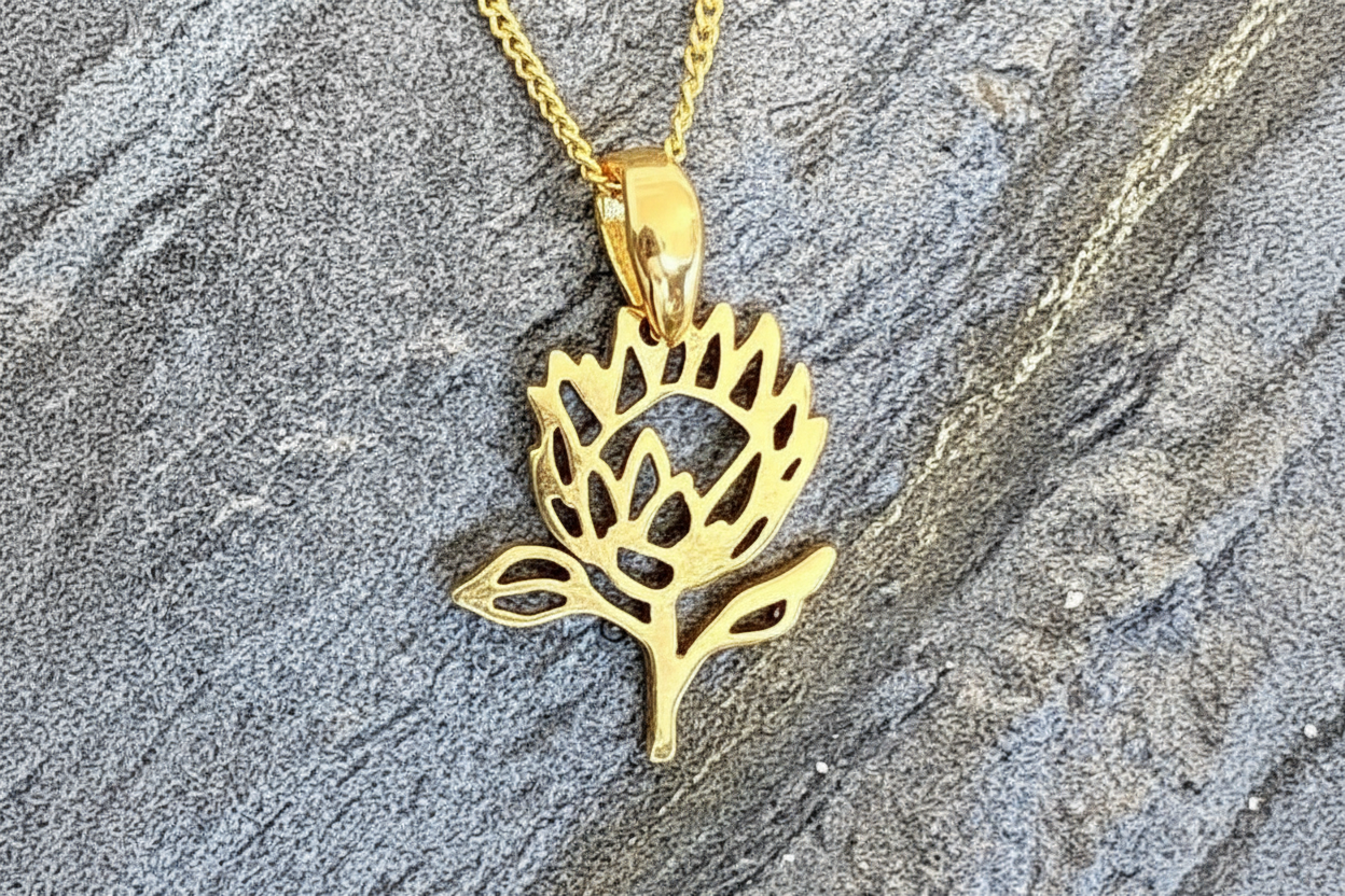 Sterling Silver South African Protea Flower Necklace – Nature Inspired Floral Pendant and Earrings - JewlOn