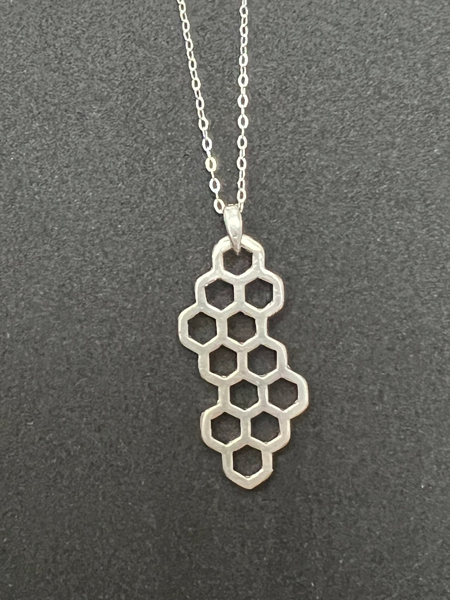 Sterling silver Honeycomb and bee necklace