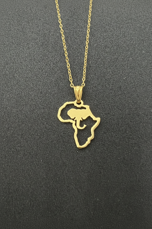 Sterling Silver Knysna elephant in Africa frame necklace - JewlOn