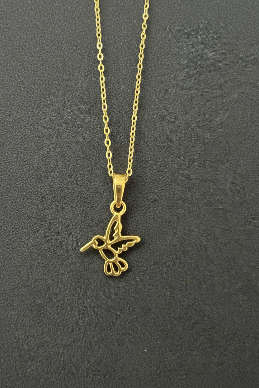 Dainty hummingbird necklace- sterling Silver- Gold plated pieces - JewlOn