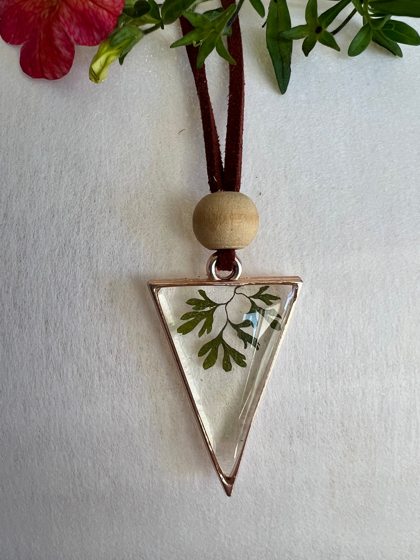 Petit Leaf in Triangle Resin Unisex Necklace