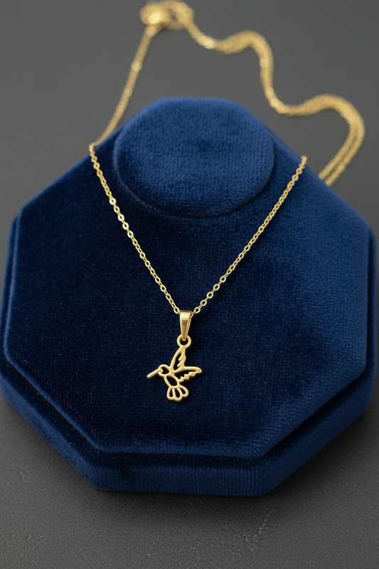 Dainty hummingbird necklace- sterling Silver- Gold plated pieces - JewlOn