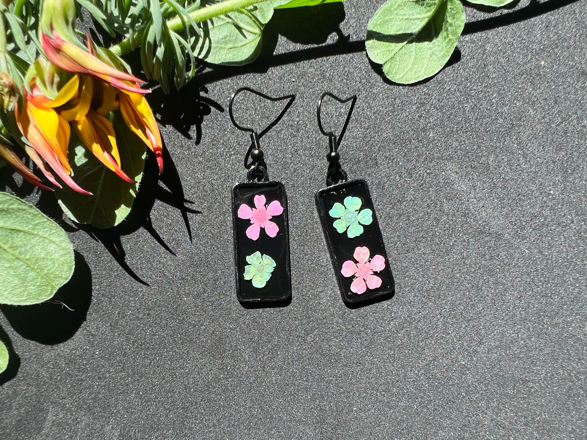 fynbos pink green flower earrings unique perfect gift