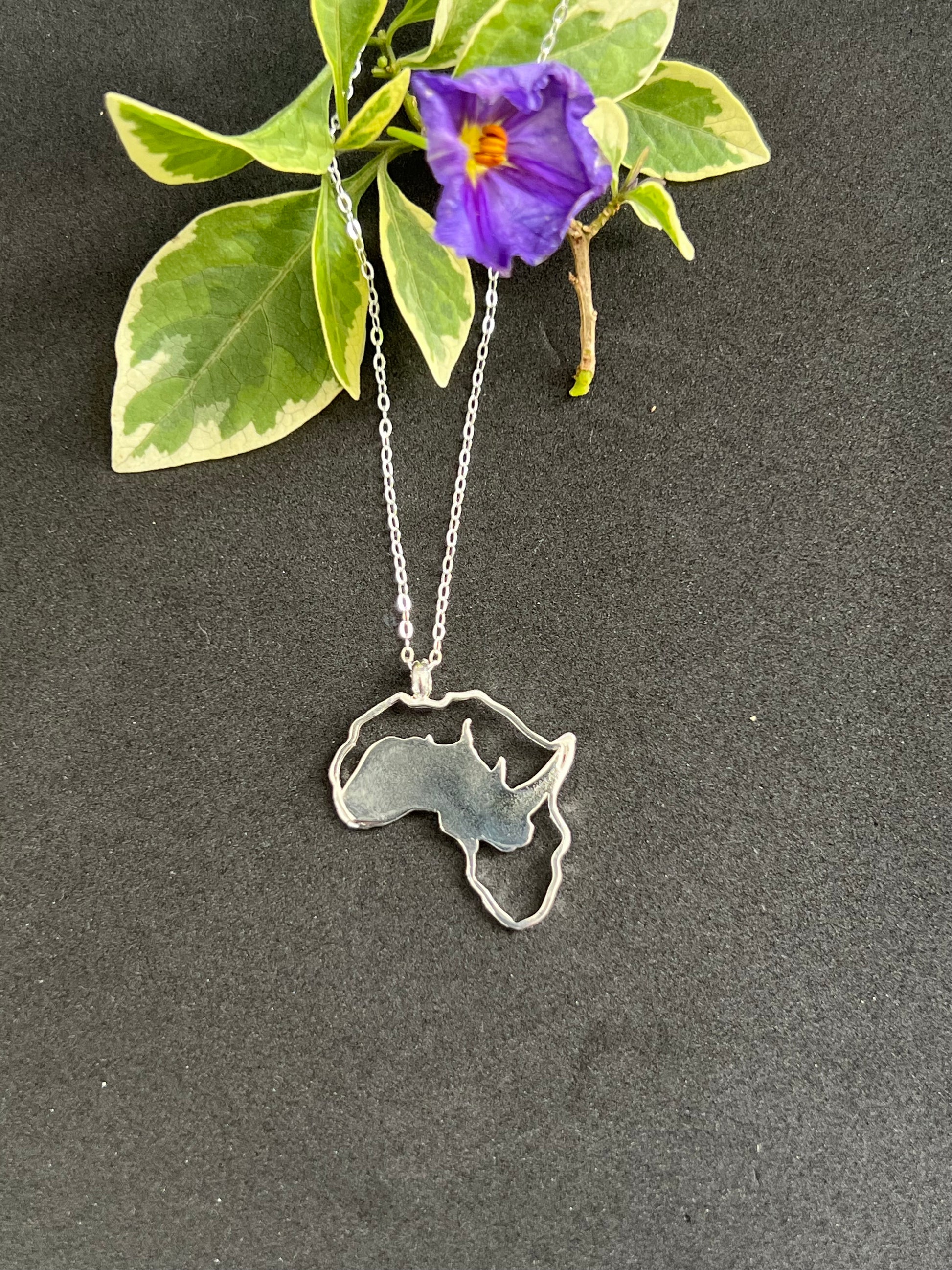 Rhino africa necklace sterling silver unisex perfect gift