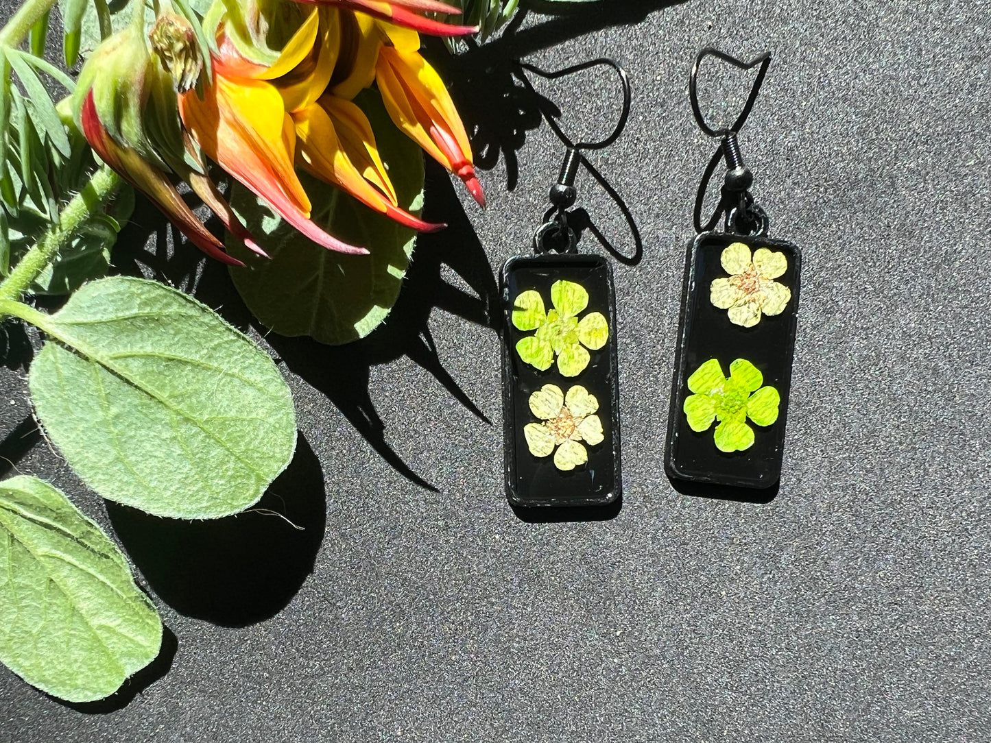 fynbos yellow green flower earrings unique perfect gift