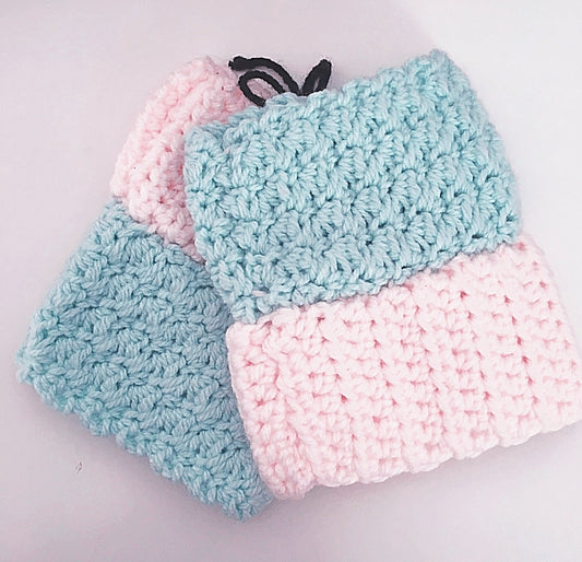 Hand-knitted Boot Cuffs In Blue& White - JewlOn