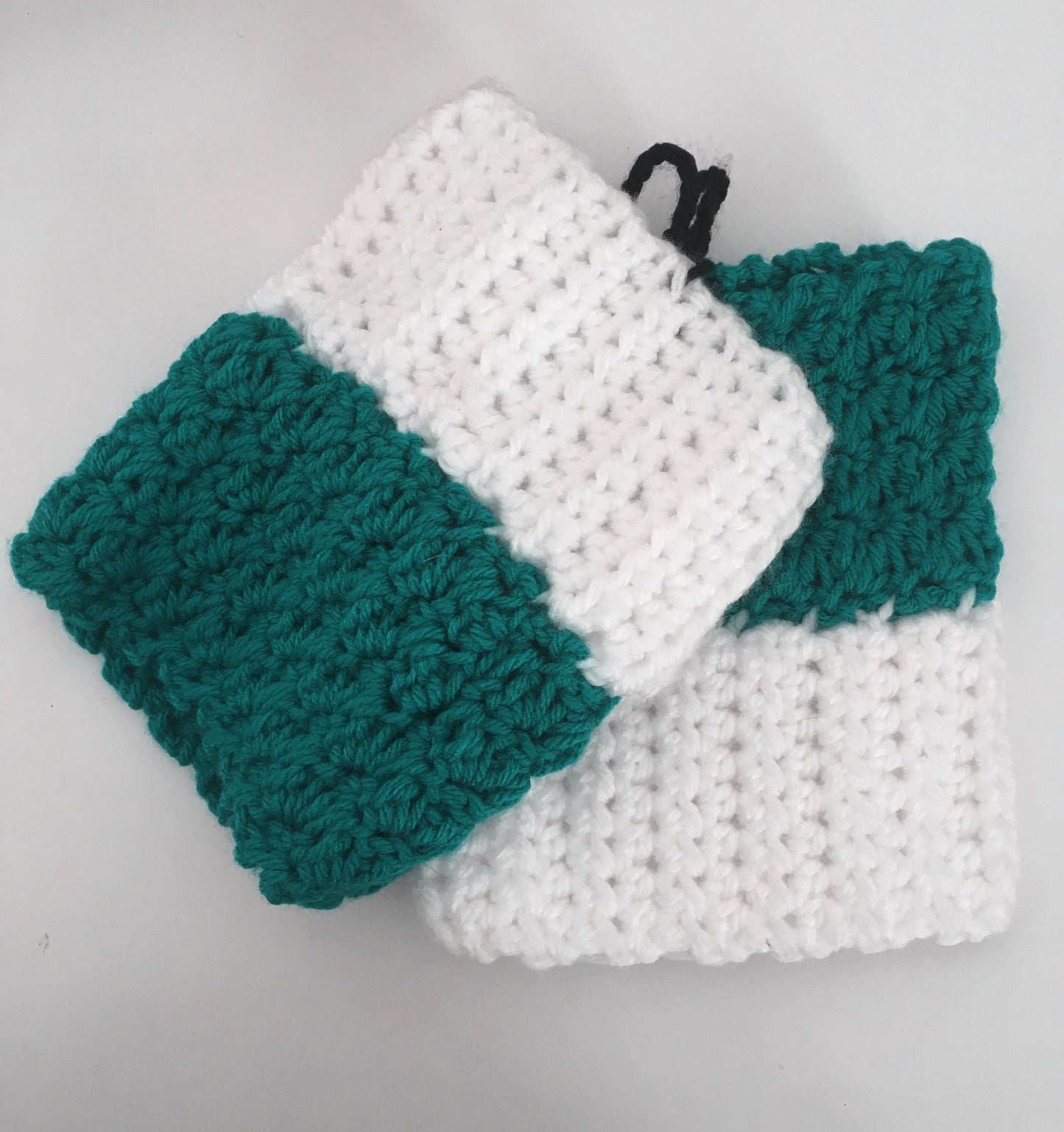 Hand-knitted Boot Cuffs In Green& White - JewlOn