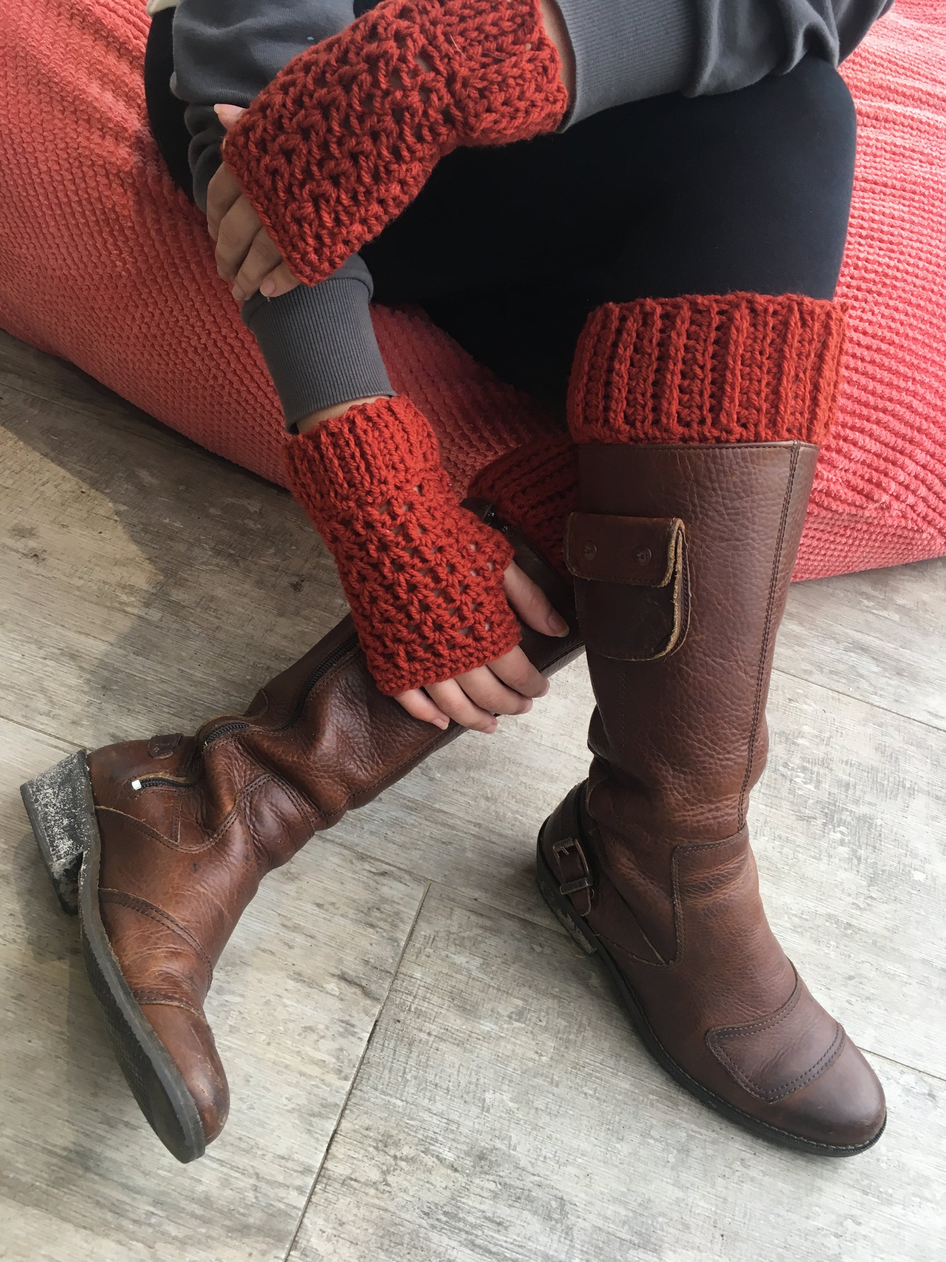 Hand-knitted Boot Cuffs In Amber - JewlOn