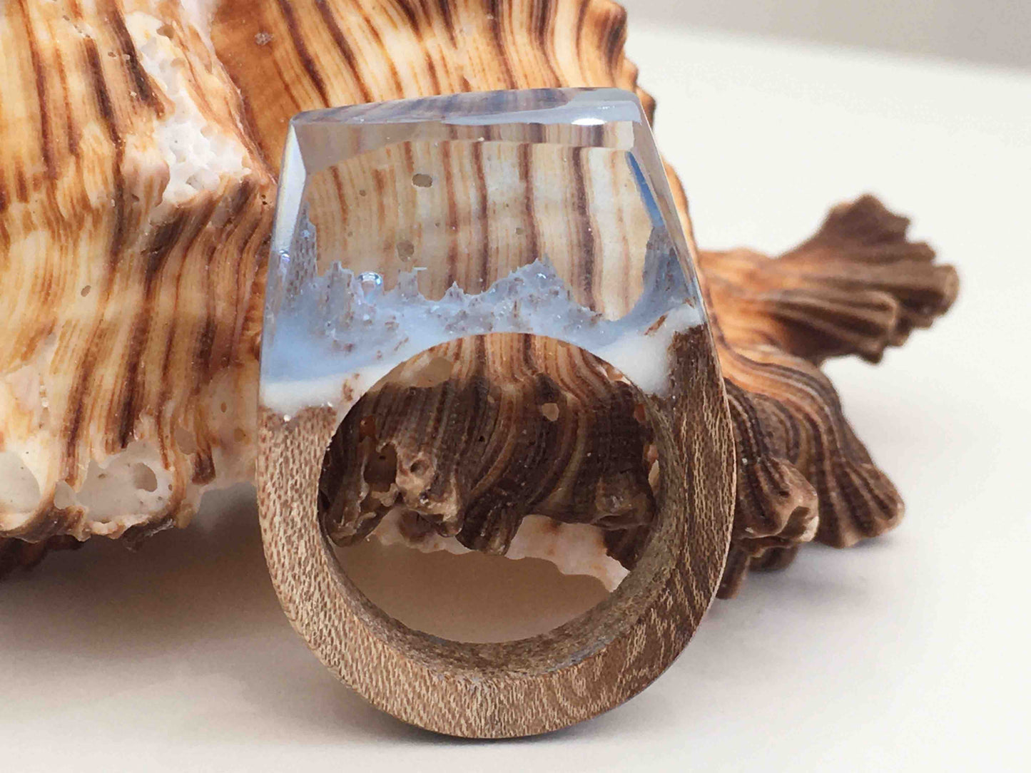 Unisex Green Forest Resin Ring