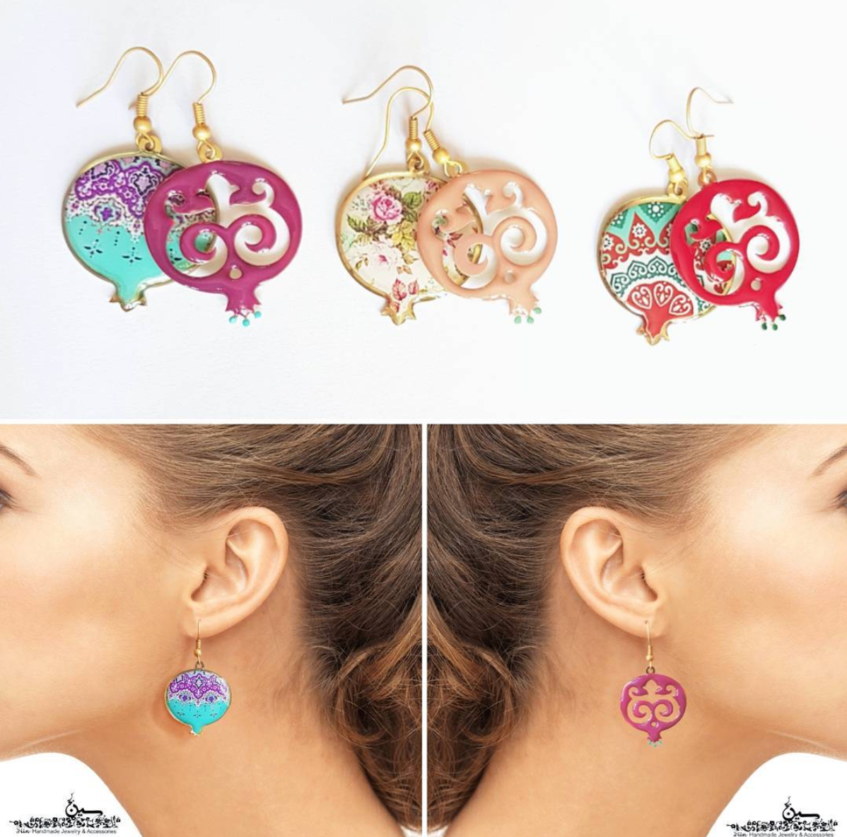 Red Mismatched Pomegranate Earrings - JewlOn