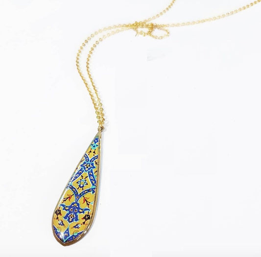 Yellow and Blue Long Drop Necklace - JewlOn