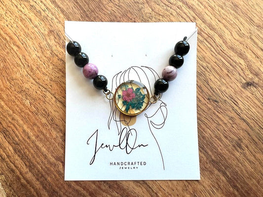 Fynbos Resin Bracelet with Natural Flowers and Beads
