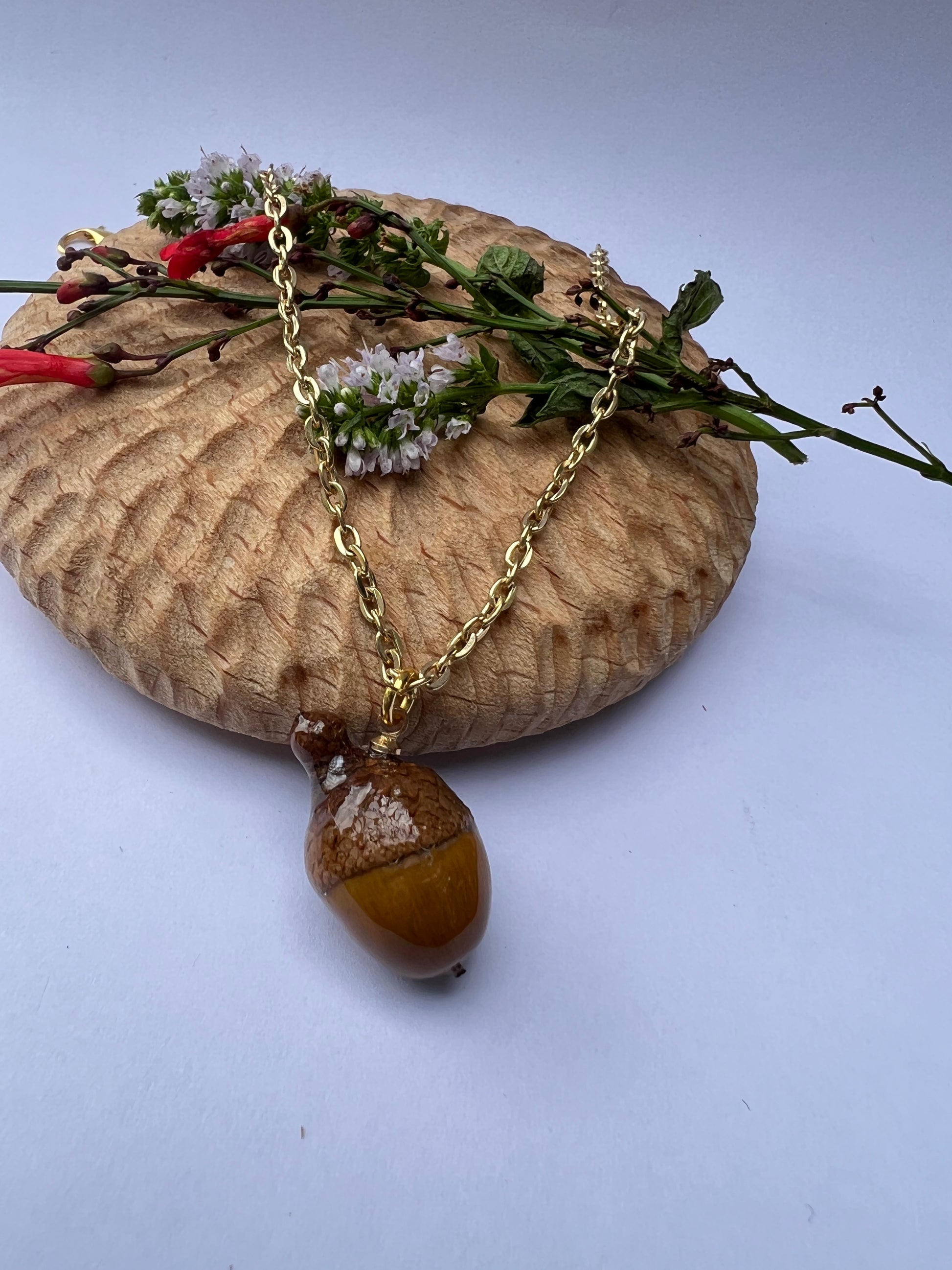 Real Acorn unisex necklace
