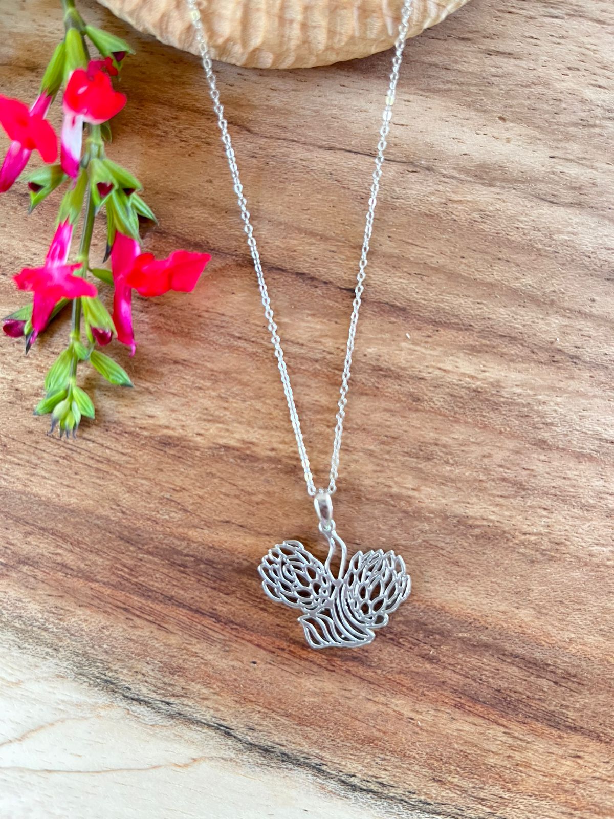 Sterling Silver protea Necklace