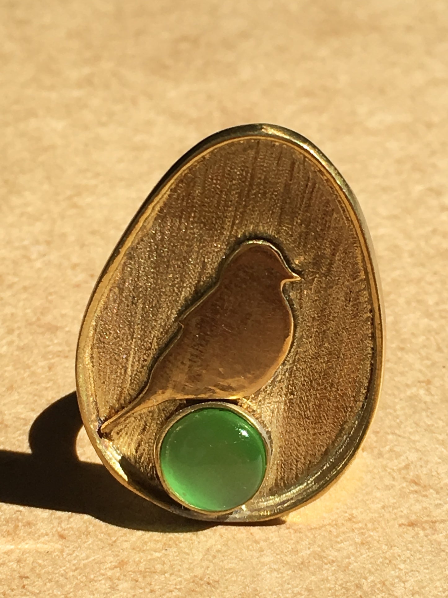 bird dome emerald green egg adjustable brass statement unique occasional ethnic bohemian ring