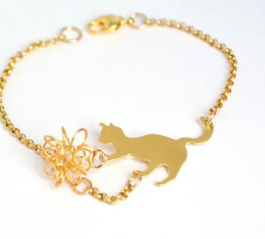 14k Gold plated cat bracelet
