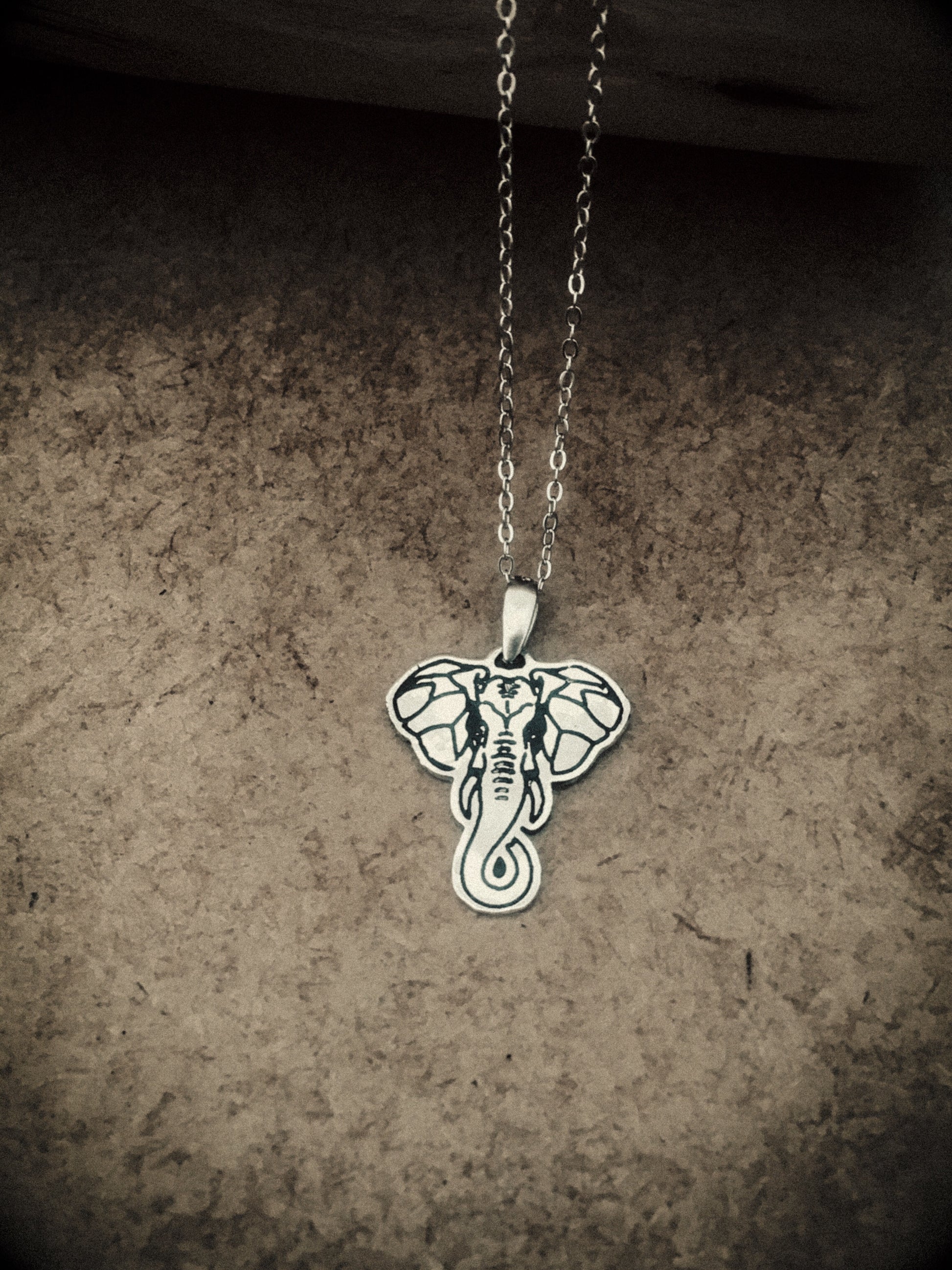 sterling silver african elephant africa pendant necklace unisex masculine souvenir 
