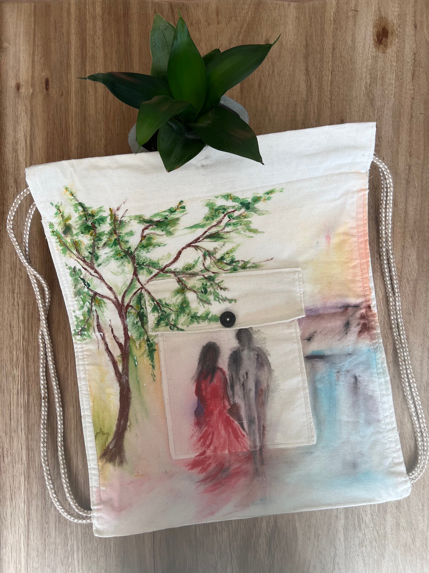 Figurative Hand Painted Cotton Bag