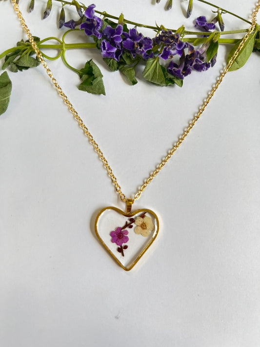 Tiny Flower heart Shape Resin Jewellery