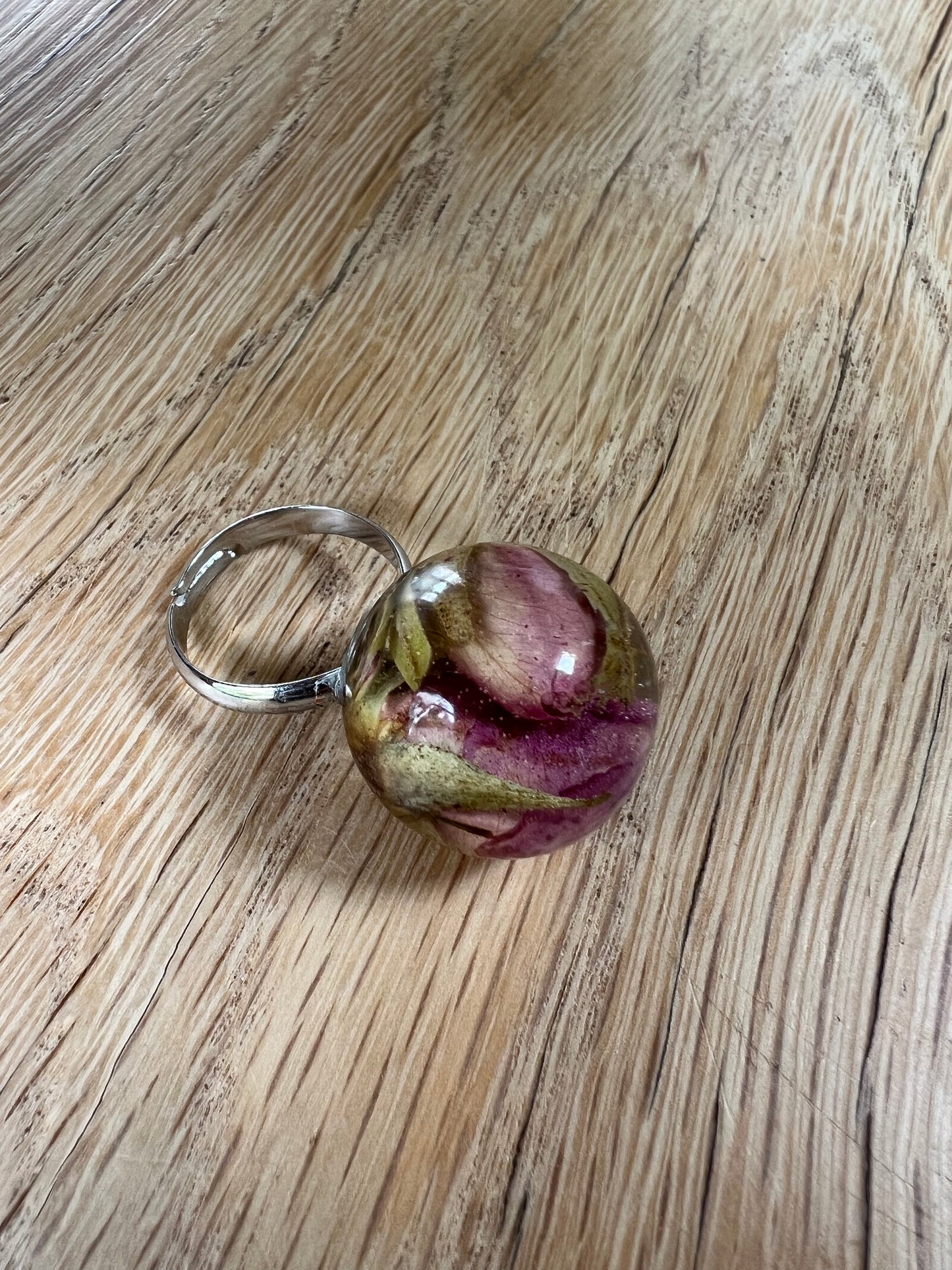 Tiny Rose Petals Resin Ring