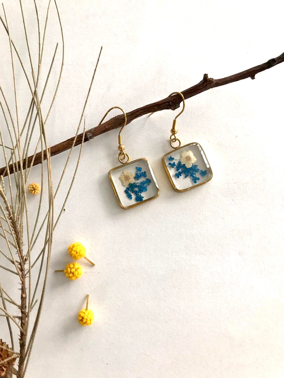 blue white flower earrings gift for birthday anniversary christmas