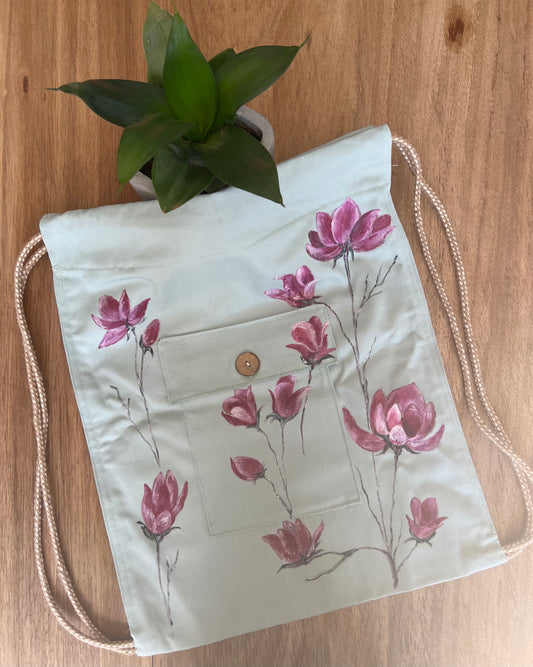 Magnolia Hand Painted Cotton Bag