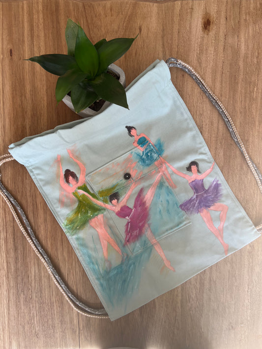 Ballerina Hand Painted Cotton Bag
