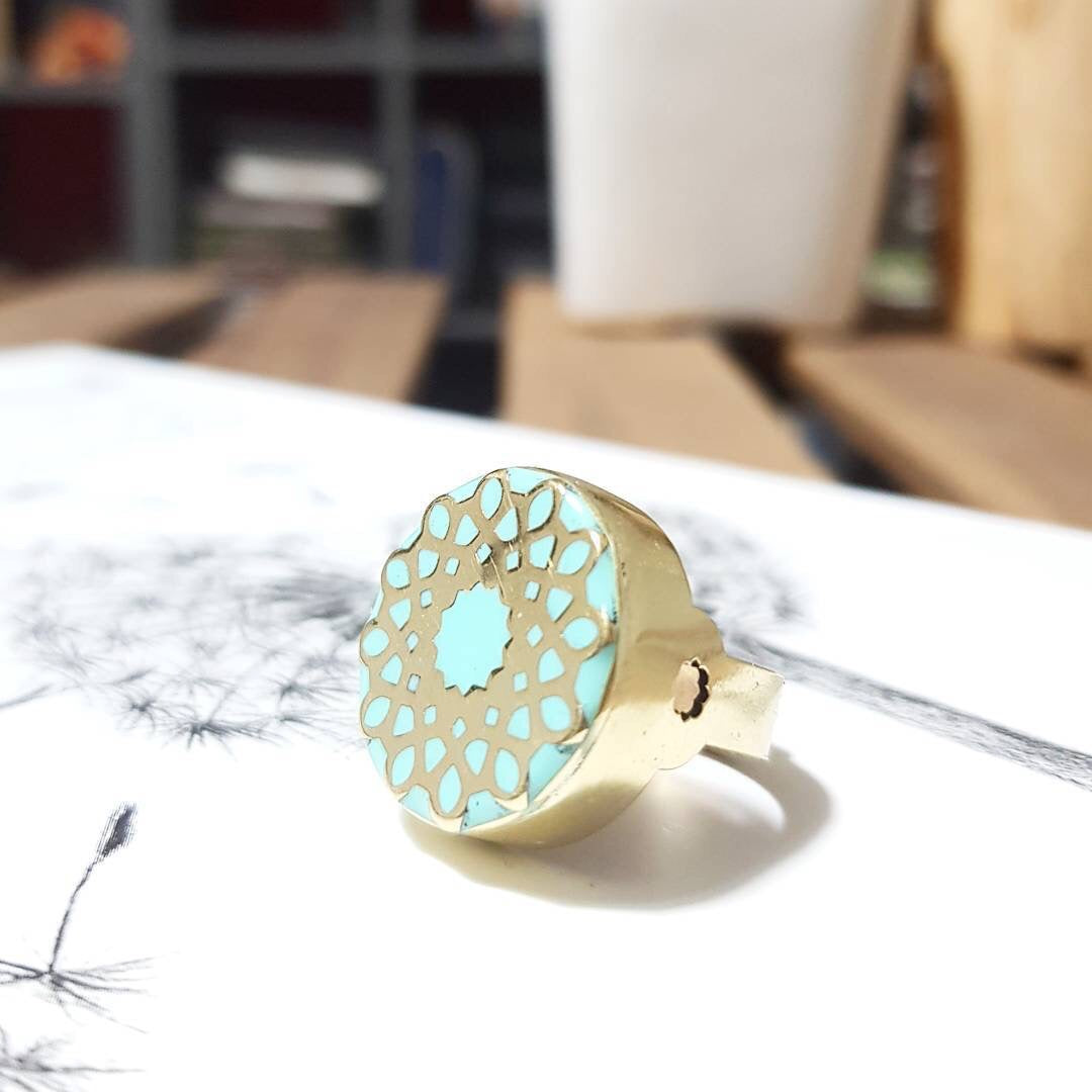 Turquoise Round Ottoman Ring - JewlOn