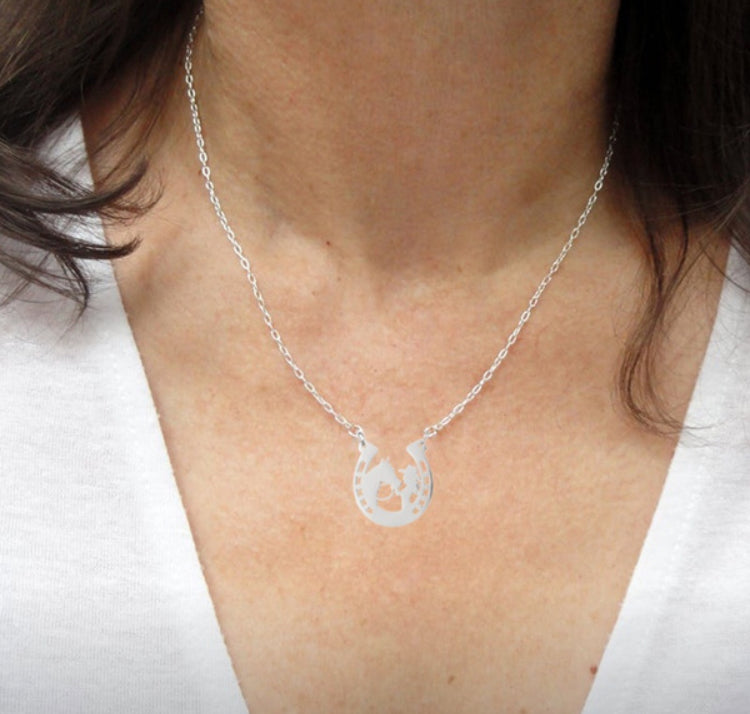 Sterling silver Horse and Girl necklace