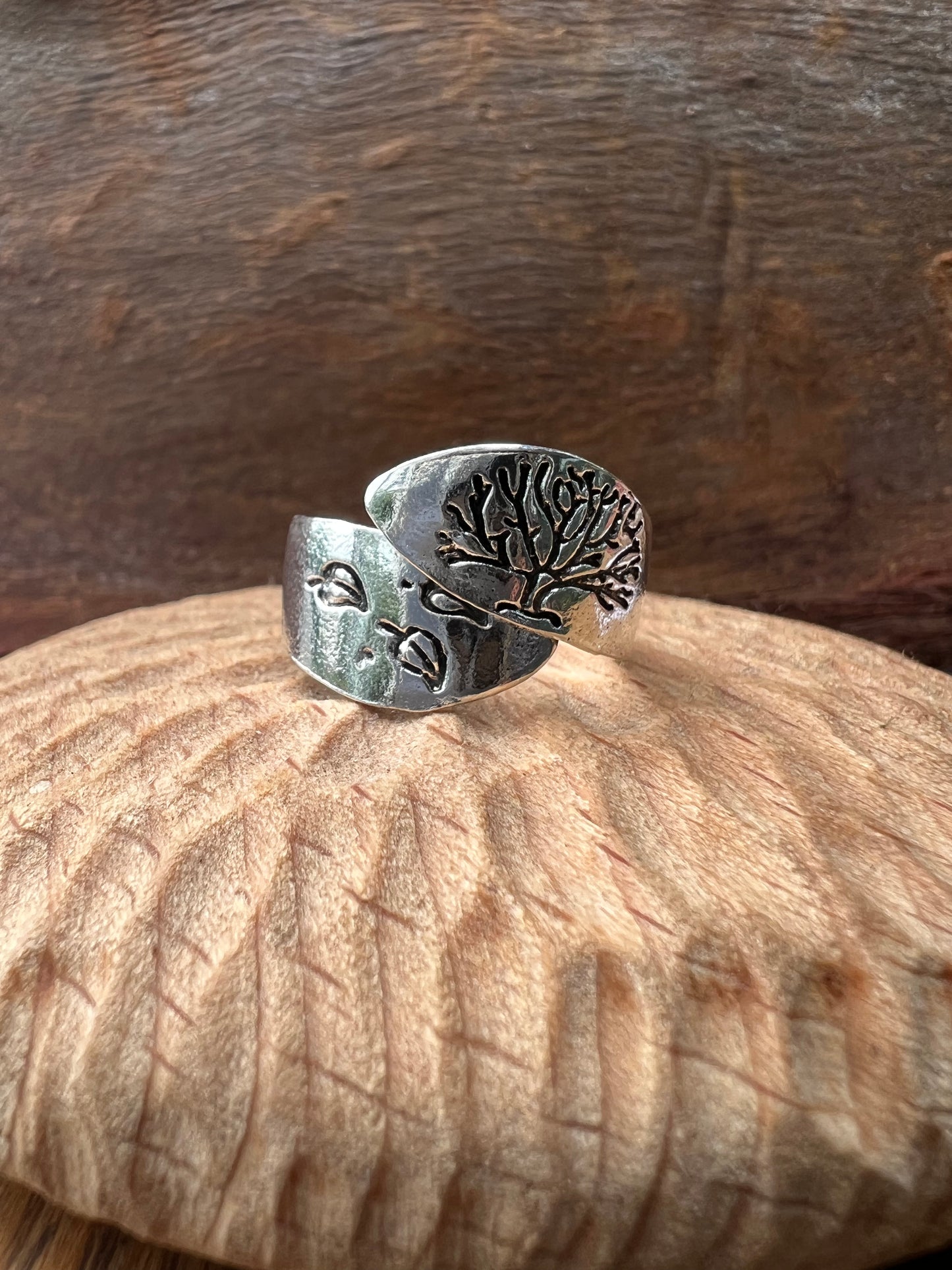 adjustable silver plated tree of life ring