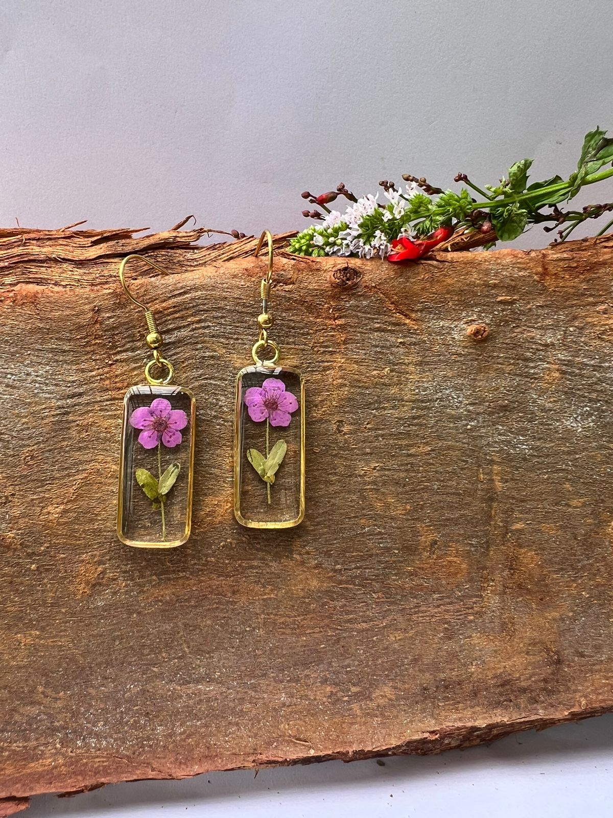 fynbos purple flower necklace earrings